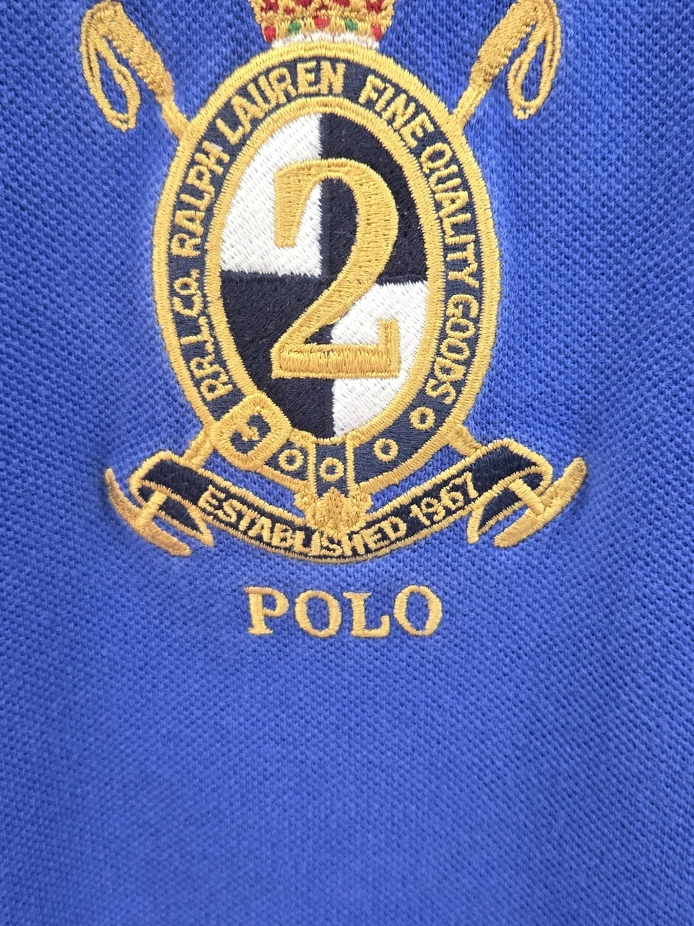 Polo by Ralph Lauren Blue Polo with White Pony & Gold Crest